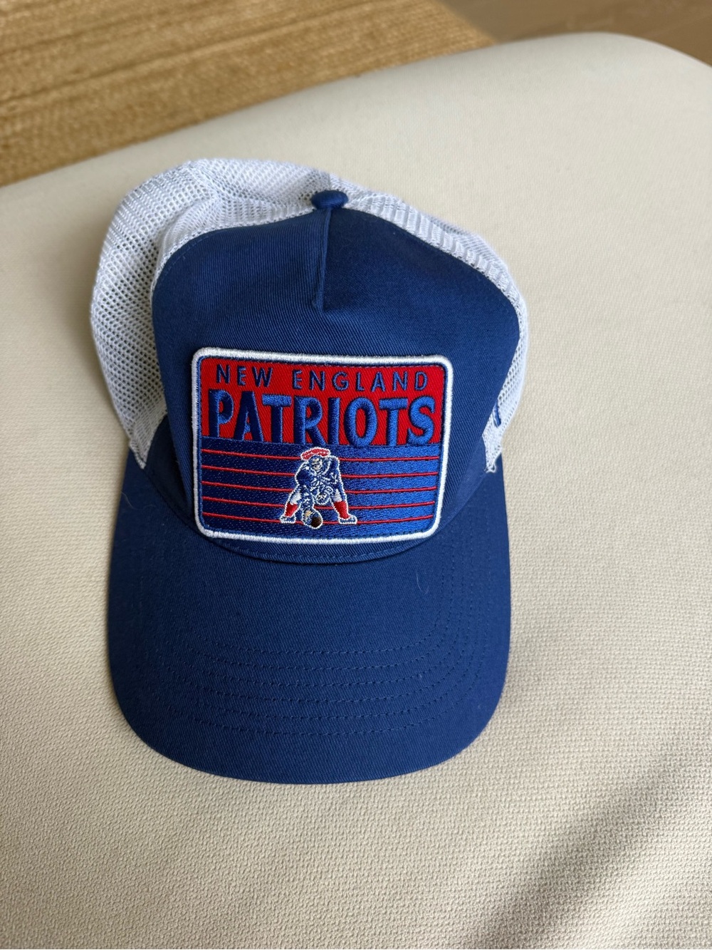 New England Patriots 47 Blue Trucker Hat with White Mesh